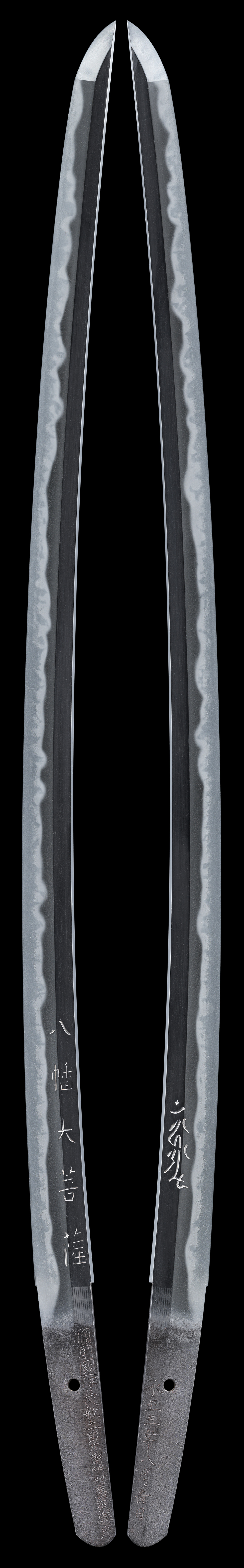 刀 備前国住長船二郎左衛門尉藤原勝光 永正三年八月吉日 附 金梨地家紋