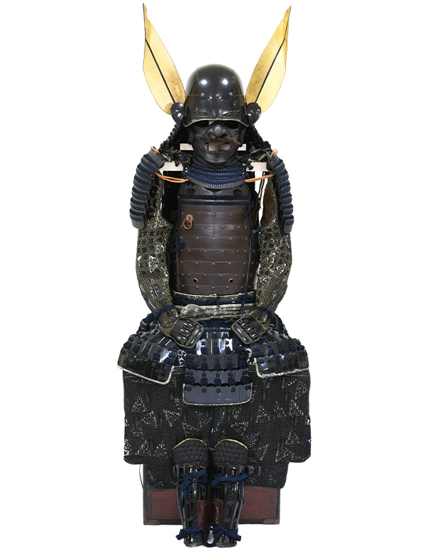 甲冑/鎧 鉄錆地南蛮横矧桶側五枚胴具足 鉄黒呂塗頭成脇立付兜 （BU