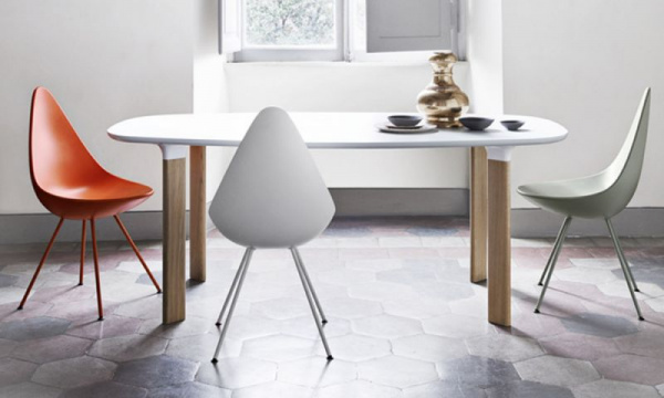 ドロップチェア SH46cm / ホワイト×ホワイト脚FRITZ HANSEN（フリッツ