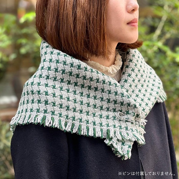 square scarf / hound's tooth グリーンkijinokanosei（生地の可能性
