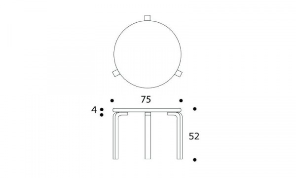 90Bローテーブル φ75×H52cm / ホワイトラミネートArtek（アルテック