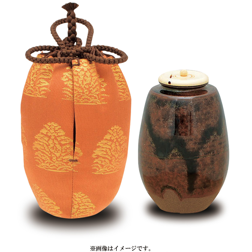 茶道具 茶入（ちゃいれ） 茶入 大名物 古瀬戸 生駒肩衝写 仕覆：鶏頭切