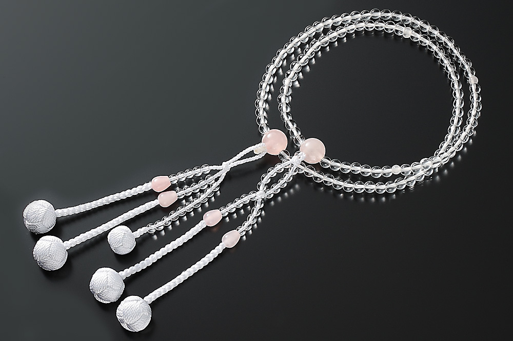 創価学会仏壇 SGI仏壇の金宝堂 高級念珠 【水晶 ローズクォーツ仕立】