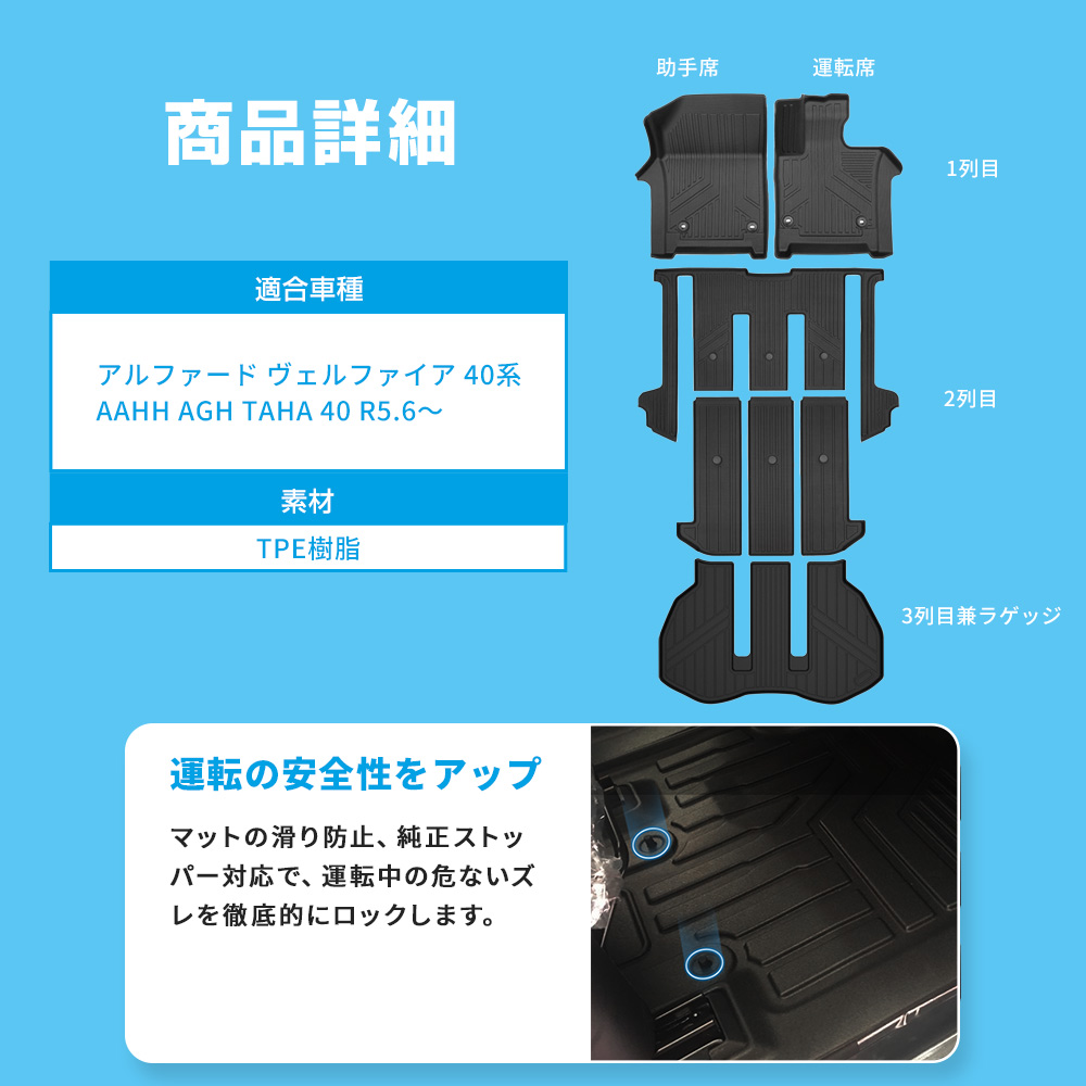 アルファード ヴェルファイア 40系 専用 3Dフロアマット 運転席 助手席