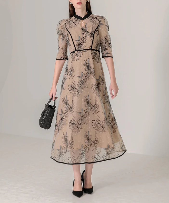 40サイズ】ティアードスリーブパールドレス YOKO CHAN（ヨーコチャン