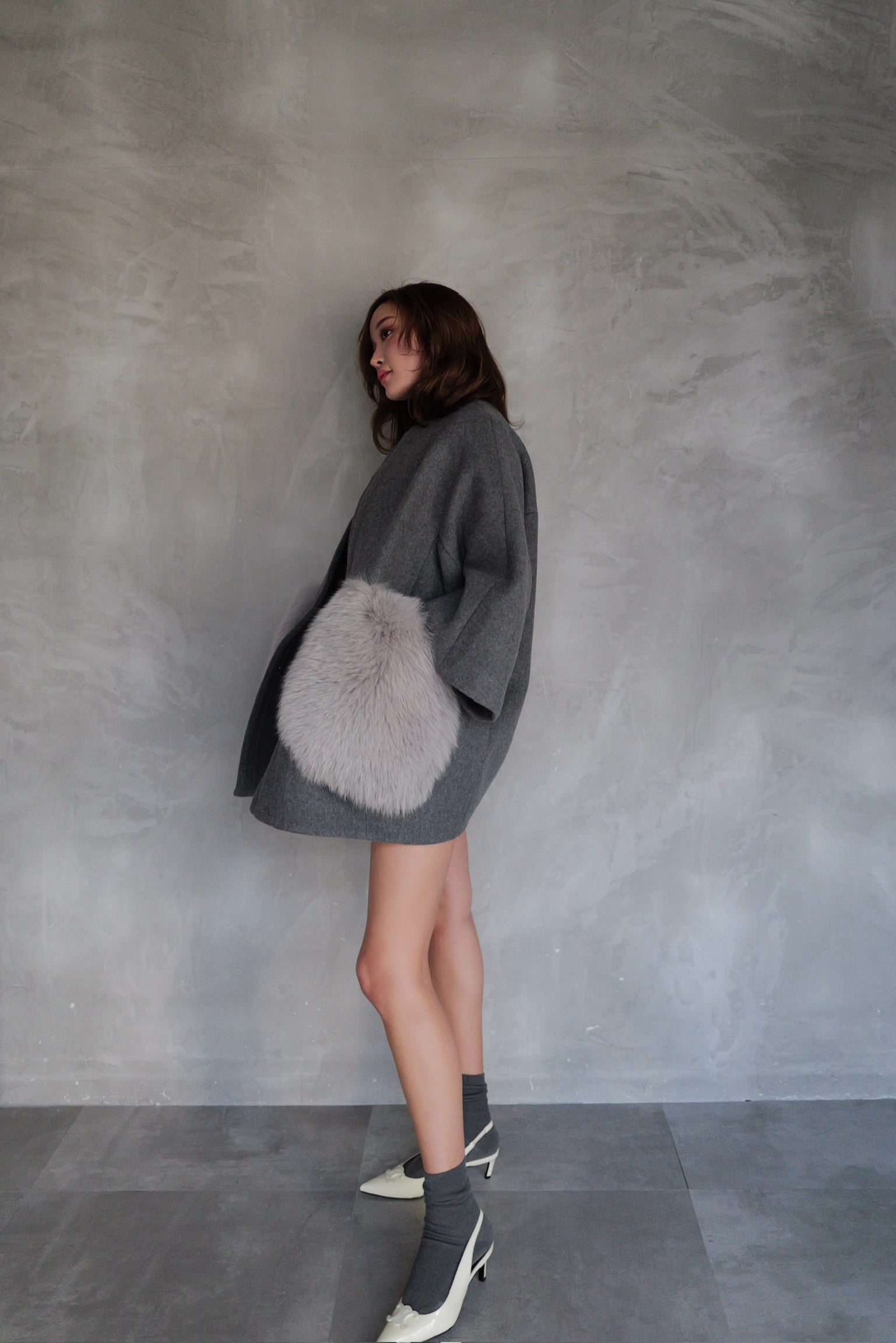 pocket fur cocoon coat – shéller / シェリエ