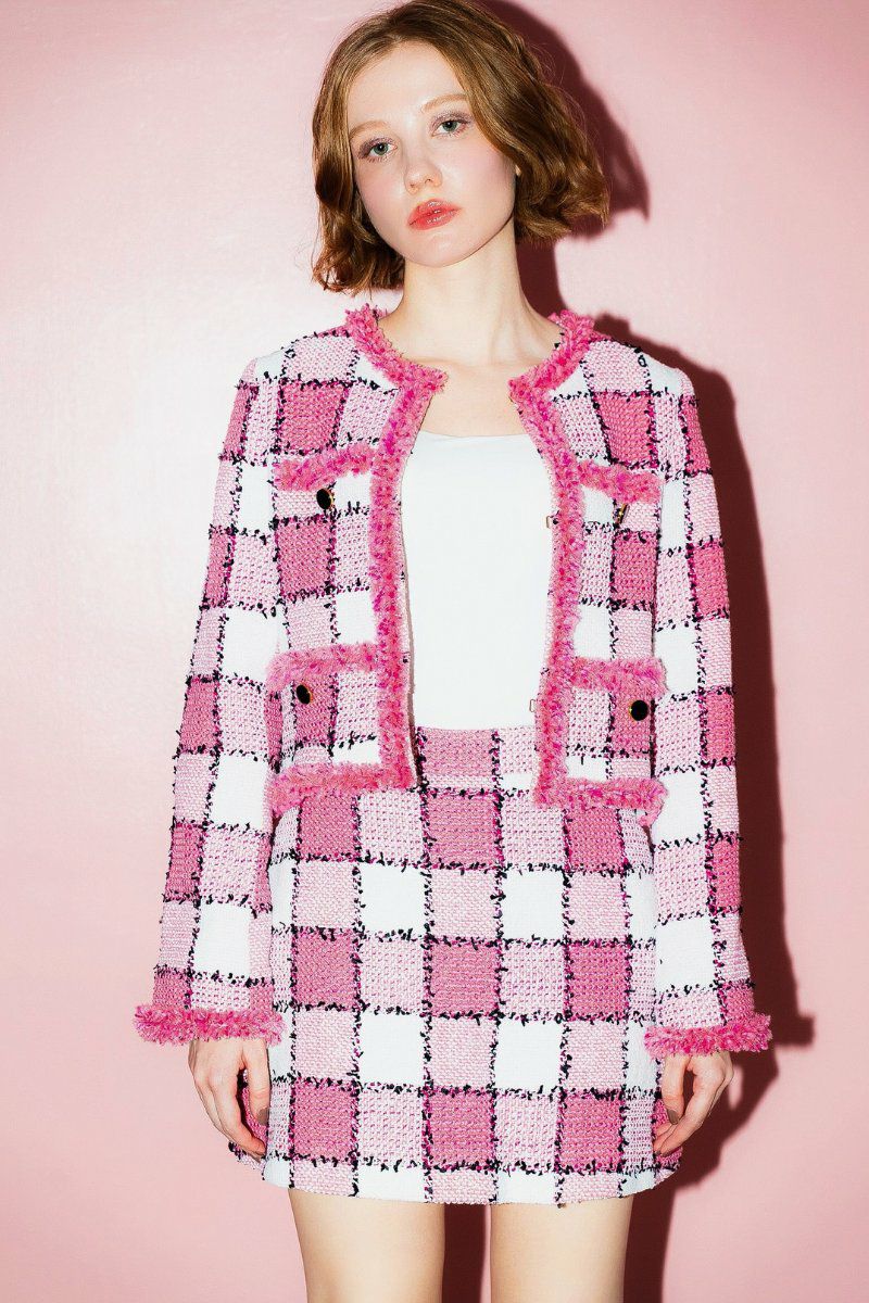 gingham tweed jacket – shéller / シェリエ
