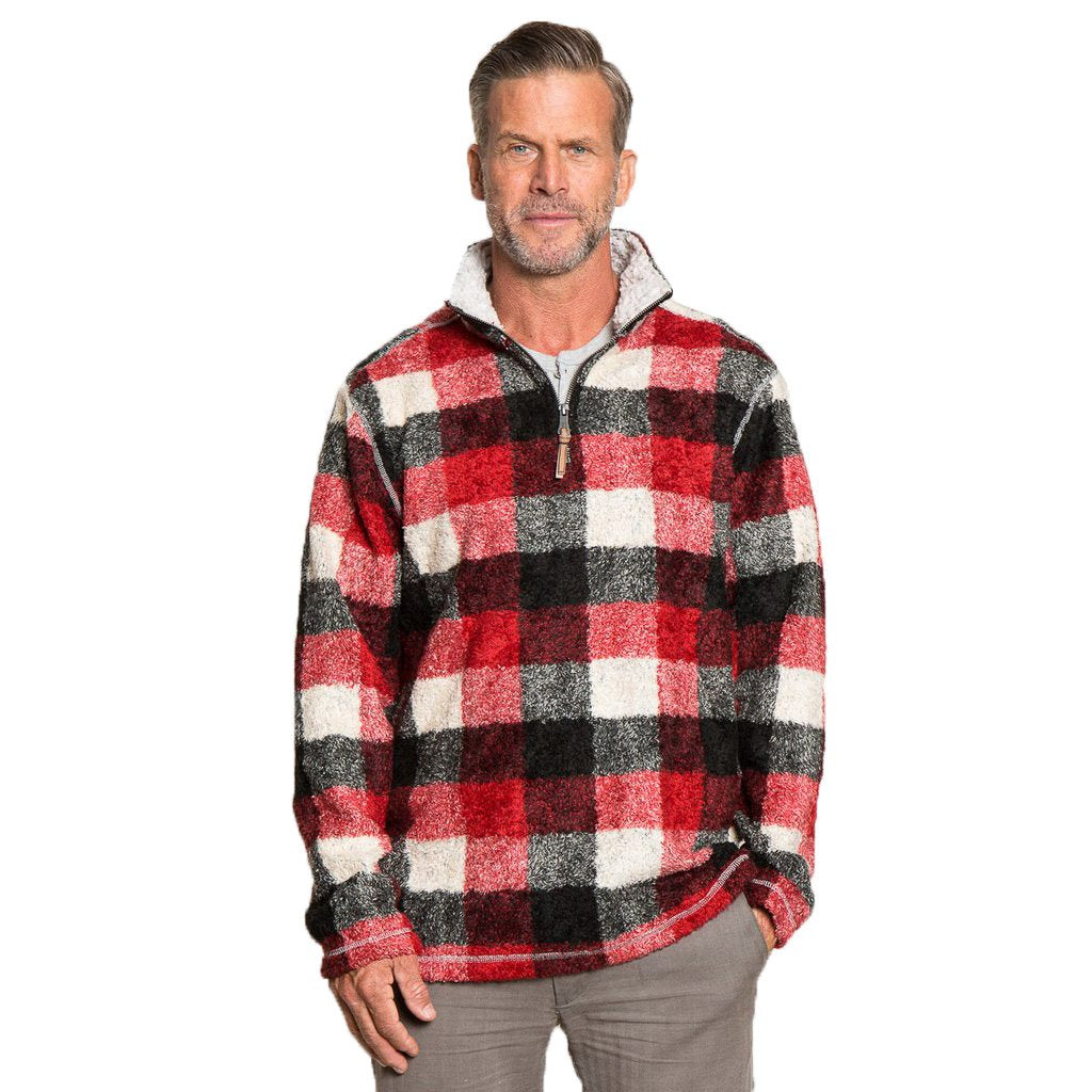 True Grit Melange Buffalo Plaid 1/4 Zip Pullover