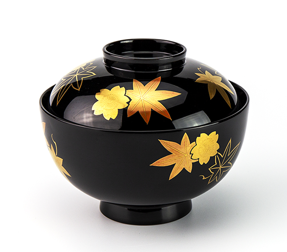 吸物椀お椀-【手描き蒔絵・磨き蒔絵】越前塗 春秋 吸物椀［5客