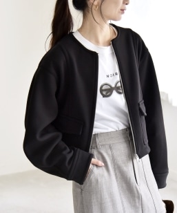 quaranciel:〈洗濯機可能〉ダブルジャージー ノーカラー コンパクト