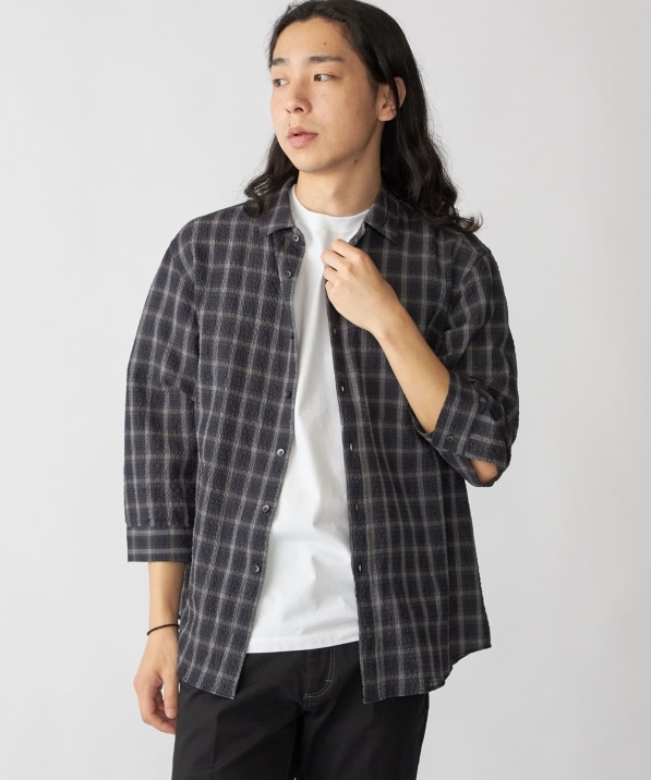 SHIPS: エアー サッカー レギュラーカラー 7スリーブ シャツ｜ SHIPS