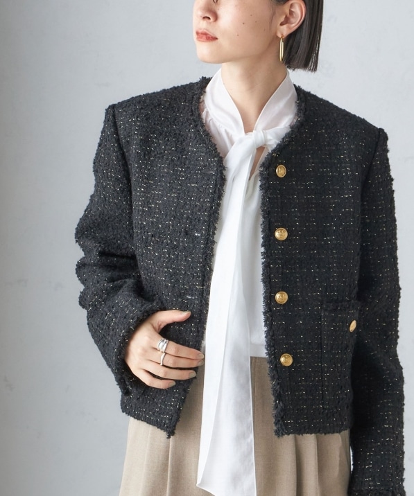 GIOLICA: ツイード ノーカラー ジャケット｜ SHIPS 公式サイト