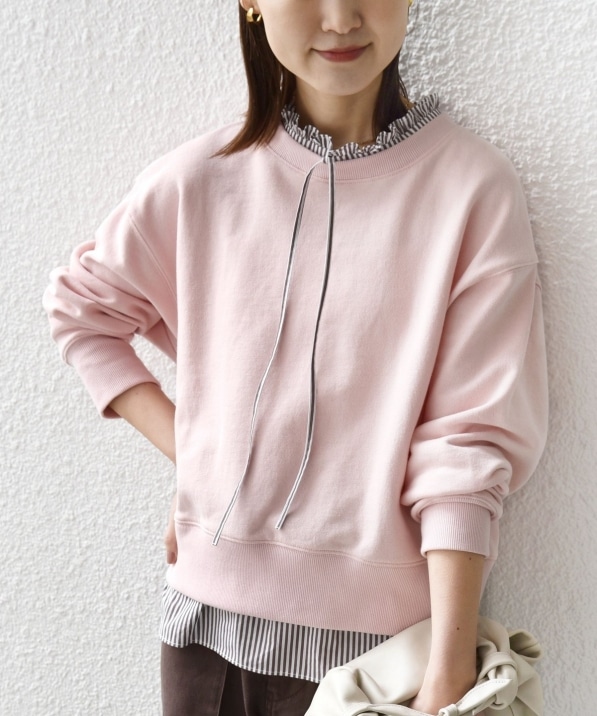 WEB限定】〈手洗い可能〉ブラウス コンビ スウェット プルオーバー