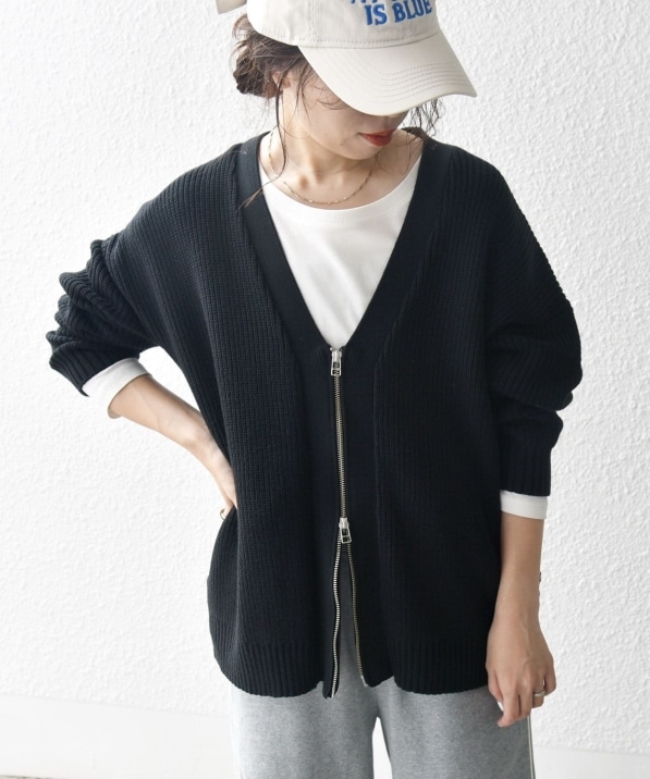 SHIPS any:〈手洗い可能〉畦編み ドライバーズ Vネック ショート