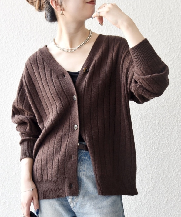 SHIPS any:〈手洗い可能〉ヤク ワイドリブ Vネック ニット