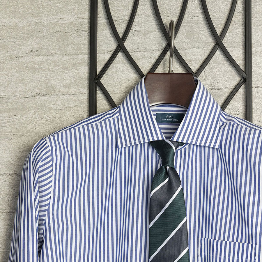 ワイシャツ ストライプ ネイビー ブロード SMC｜CHOYA SHIRT（チョーヤ