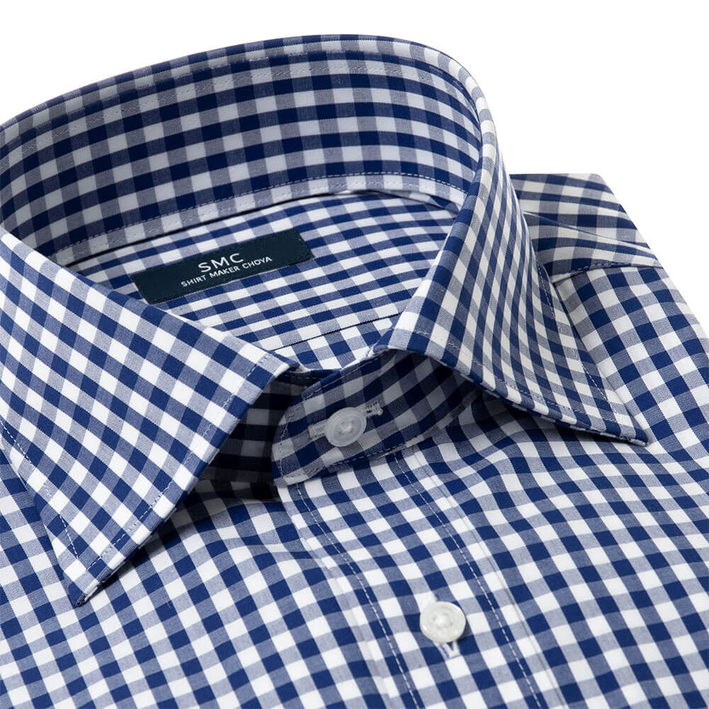 ワイシャツ チェック ネイビー ブロード SMC｜CHOYA SHIRT（チョーヤ