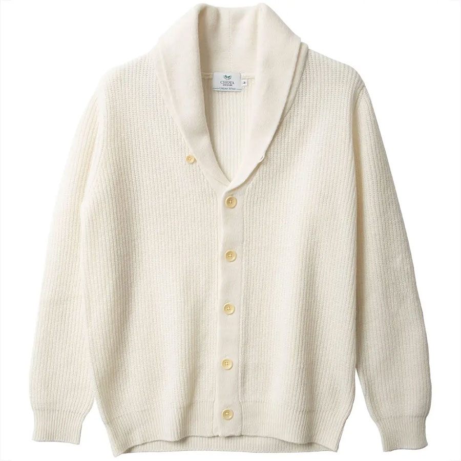 ショールカーディガン ウール100% 全3色 ネイビー 紺色 ベージュ オフ