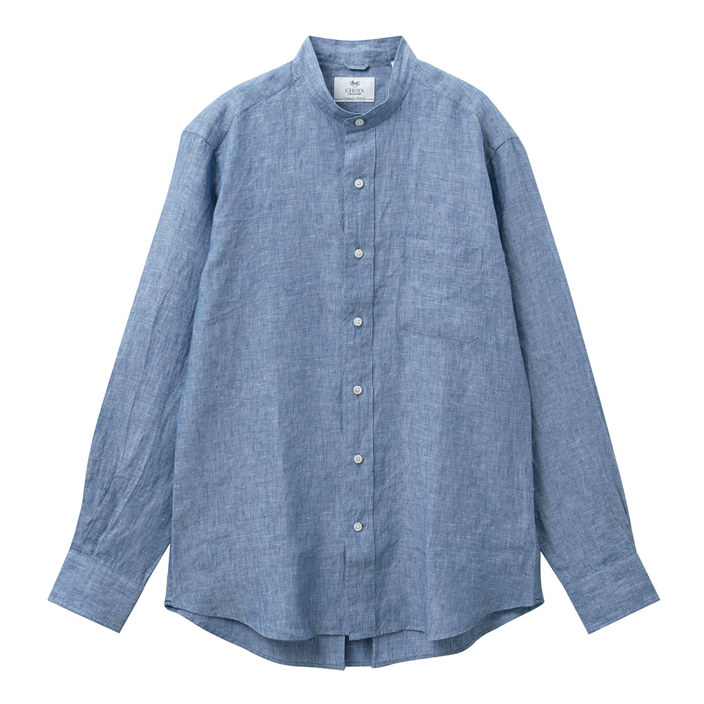 CHOYA URBAN STYLE カジュアルシャツ リネンシャツ スタンドカラー