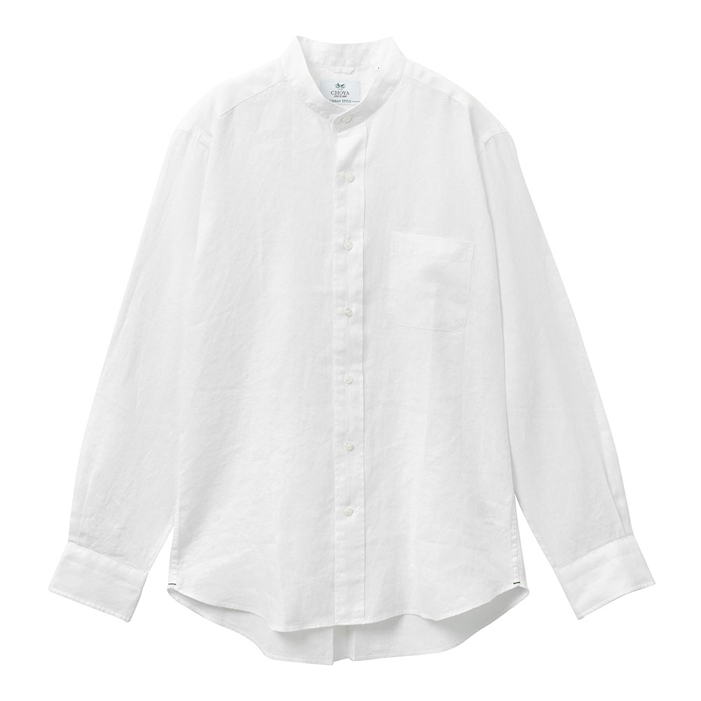 CHOYA URBAN STYLE カジュアルシャツ リネンシャツ スタンドカラー 白