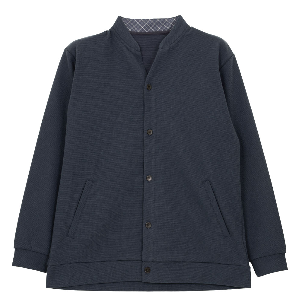 ビジカジ 前開き カーディガン ネイビー 家庭洗濯可能 オフィス