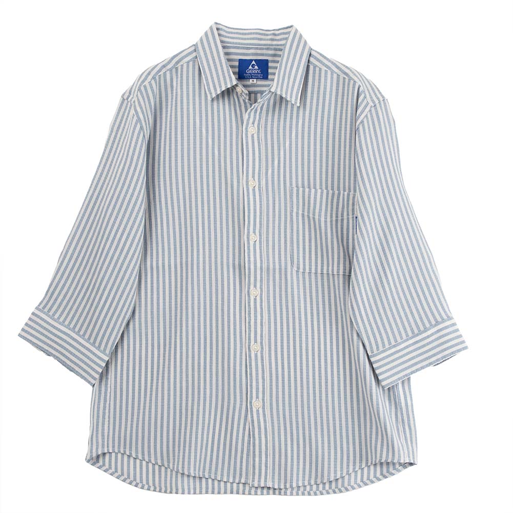 ストレッチクレープ ストライプ 7分袖シャツ｜SHIRT STATION（シャツ