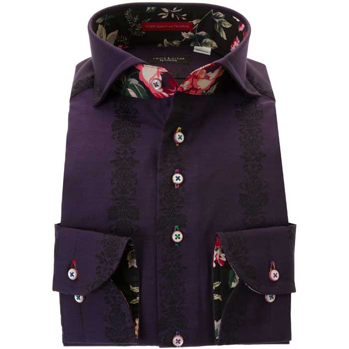ワイシャツ アラベスク、ダマスク パープル ジャカード | STYLE WORKS
