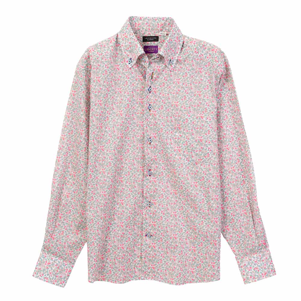 ワイシャツ プリント 草木、ボタニカル ピンク LOUIS & CLERK｜STYLE