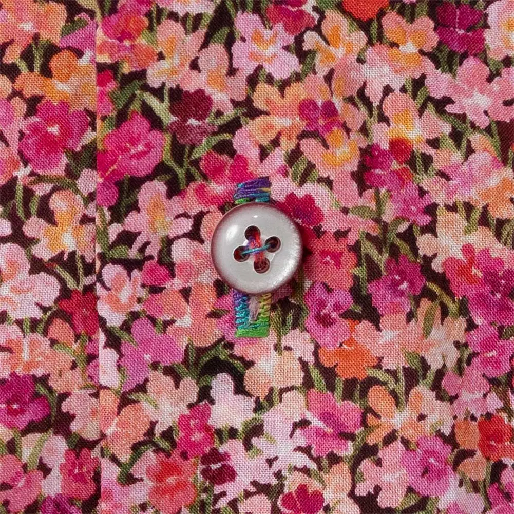 ワイシャツ プリント 花柄 草木、ボタニカル ピンク LOUIS & CLERK