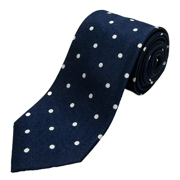 ネクタイ メンズ CHOYA 日本製 シルク100% ネイビー ドット 水玉 [ゆう