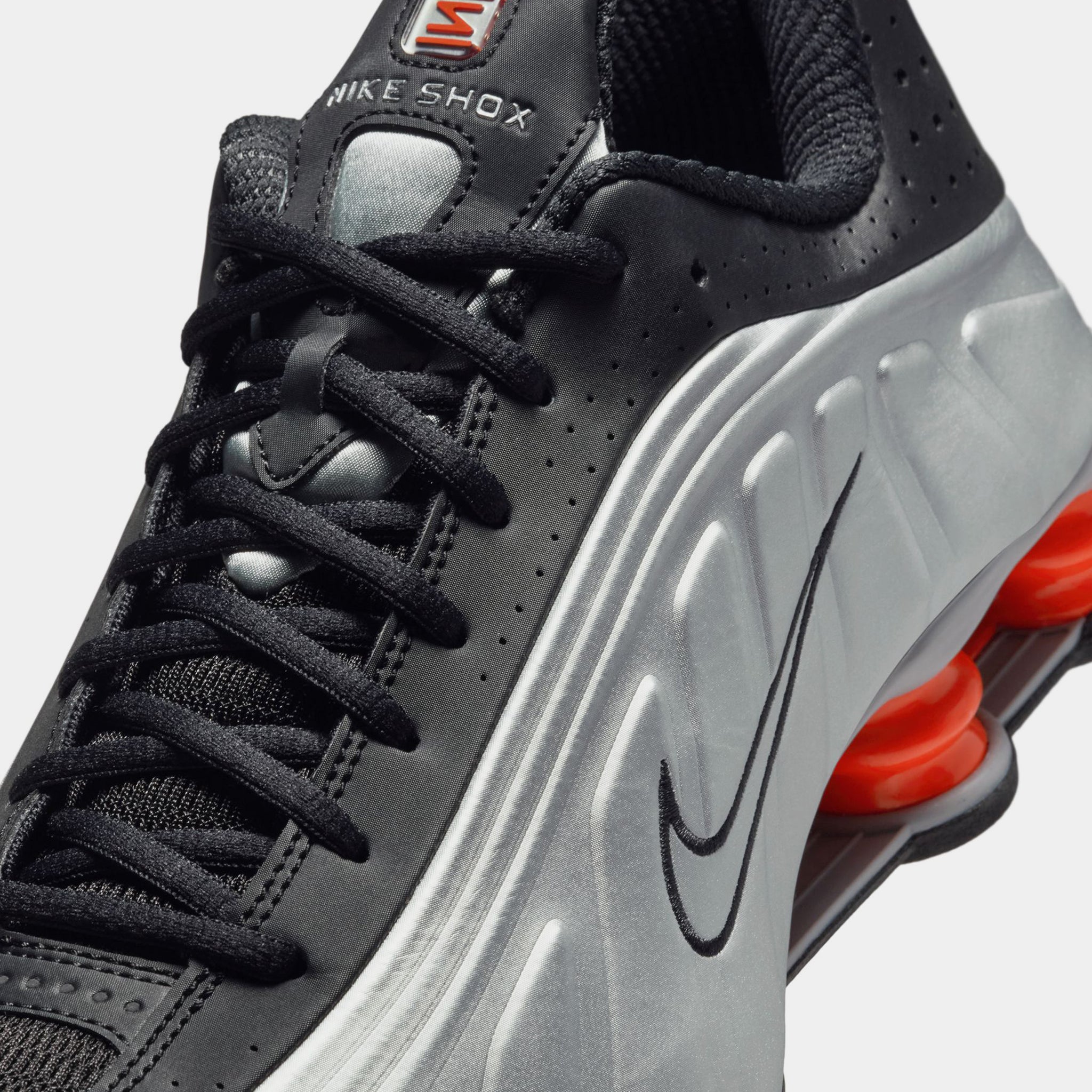 Nike Shox R4 Orange Twist Mens Running Shoes Metallic Silver Black