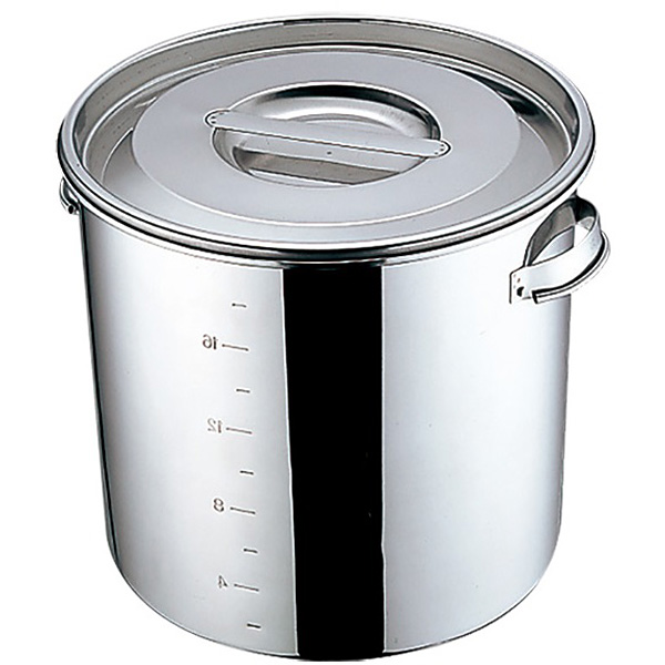 三宝産業 UK 18-8 ステンレス丸・深型キッチンポット 目盛付 11cm