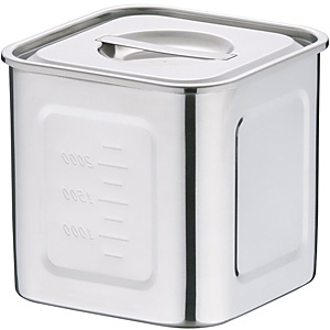 三宝産業 YUKIWA UK 18-8 ステンレス 深型 角キッチンポット 手付 21cm