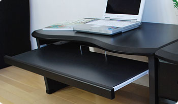 スタッフおすすめのフロアーパソコンデスク・チェストセット黒【書斎