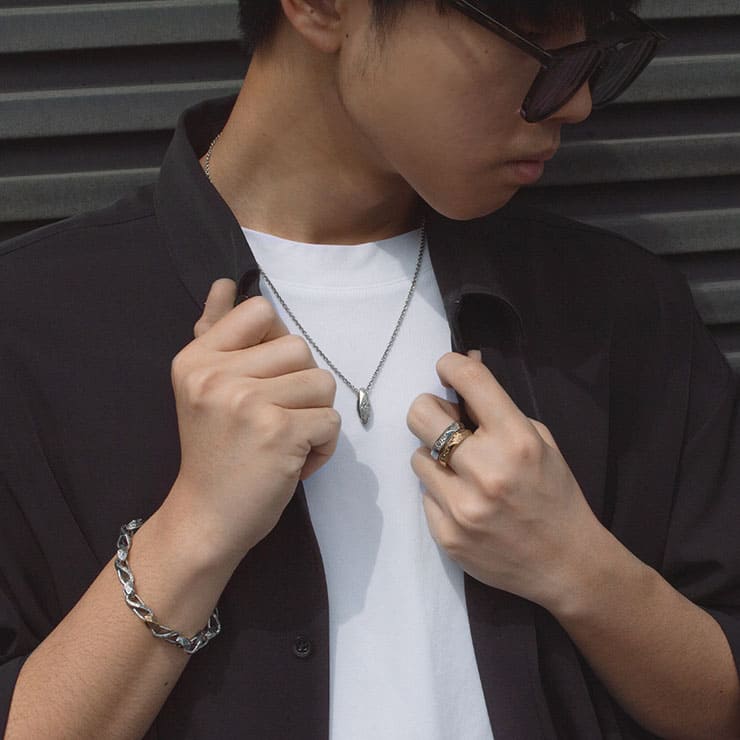 送料無料 シルバーペンダント 「Scratch」 (メンズ) [DT-505]