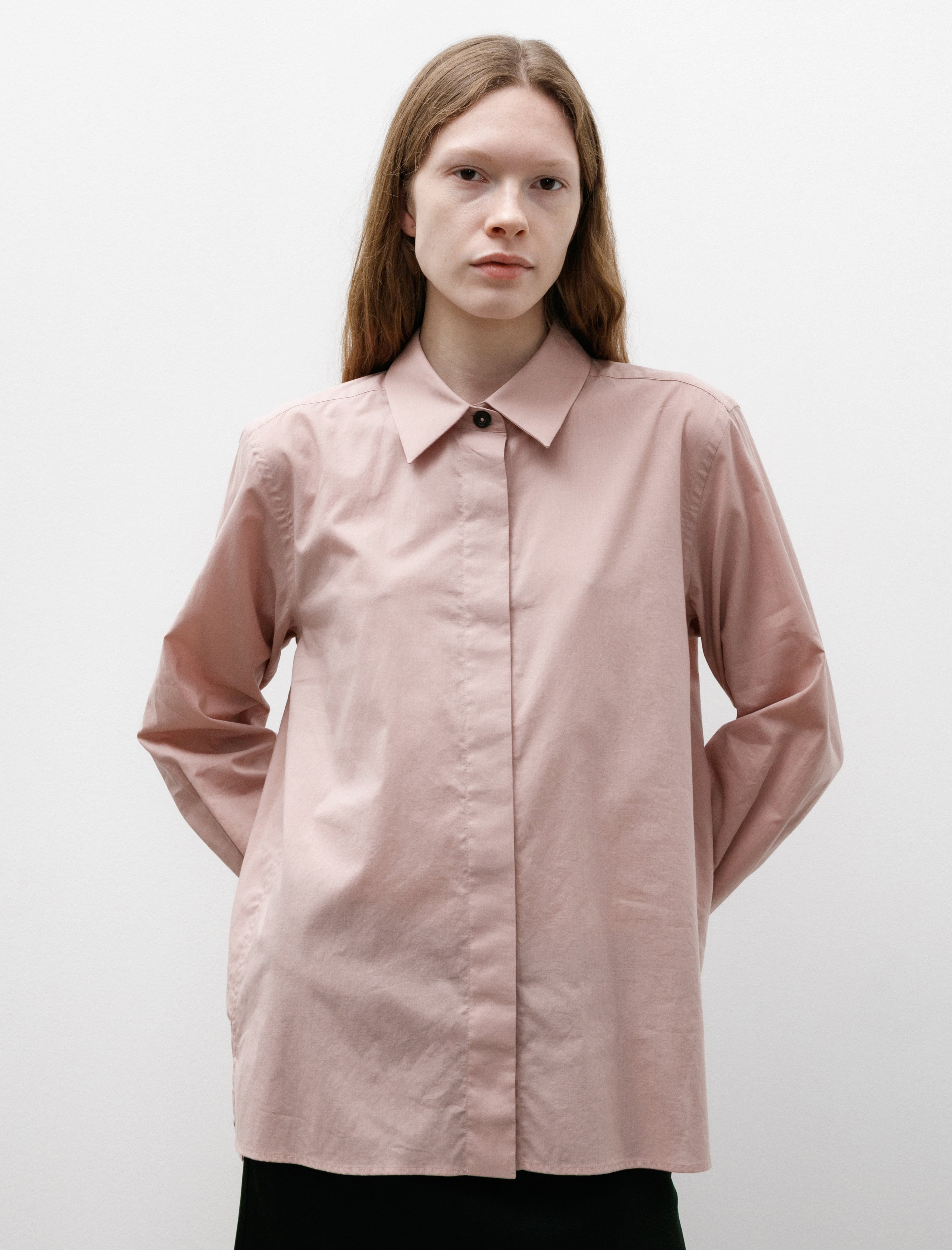 Margaret Howell Fly Placket Shirt Washed Cotton Pale Pink – Neighbour