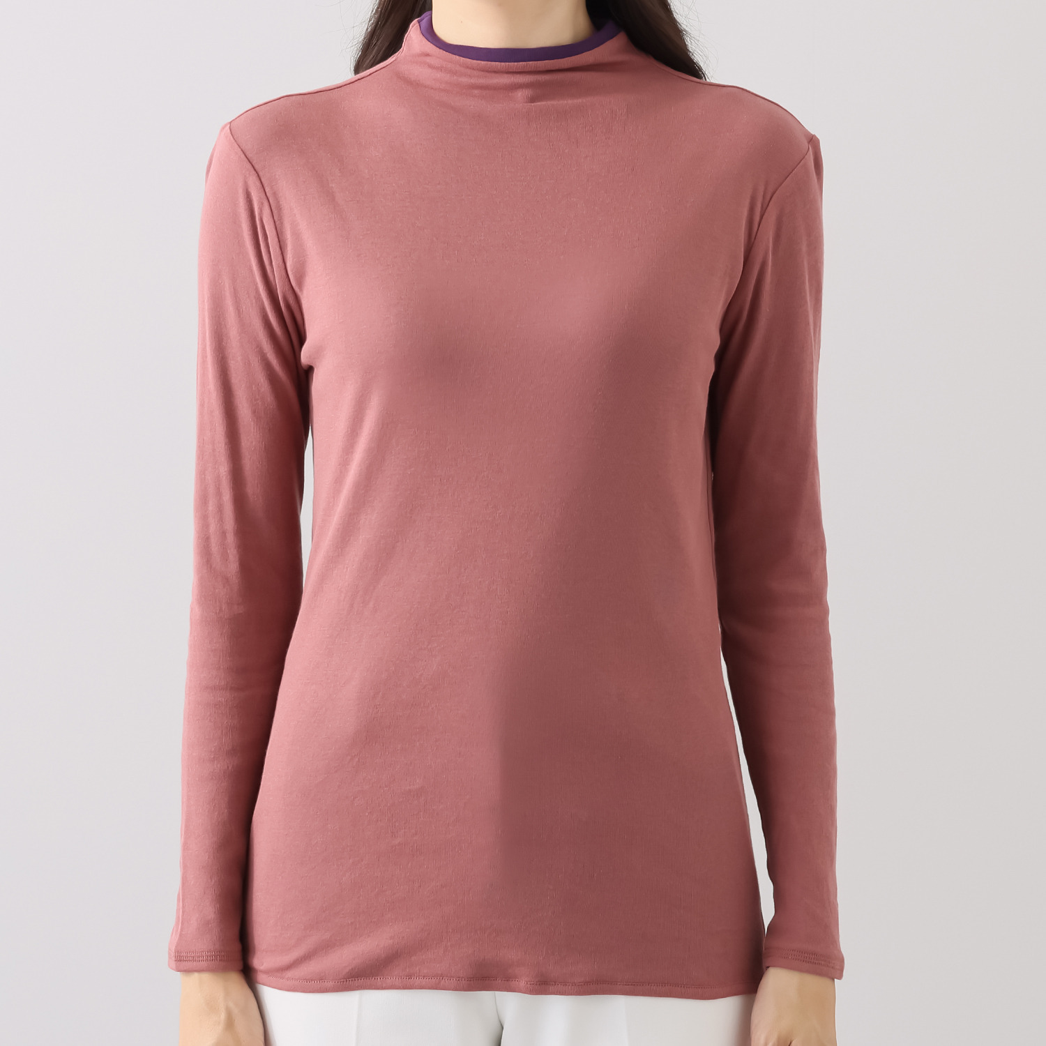 天使の綿シフォン モックネック リバーシブル 二重長袖プルオーバー