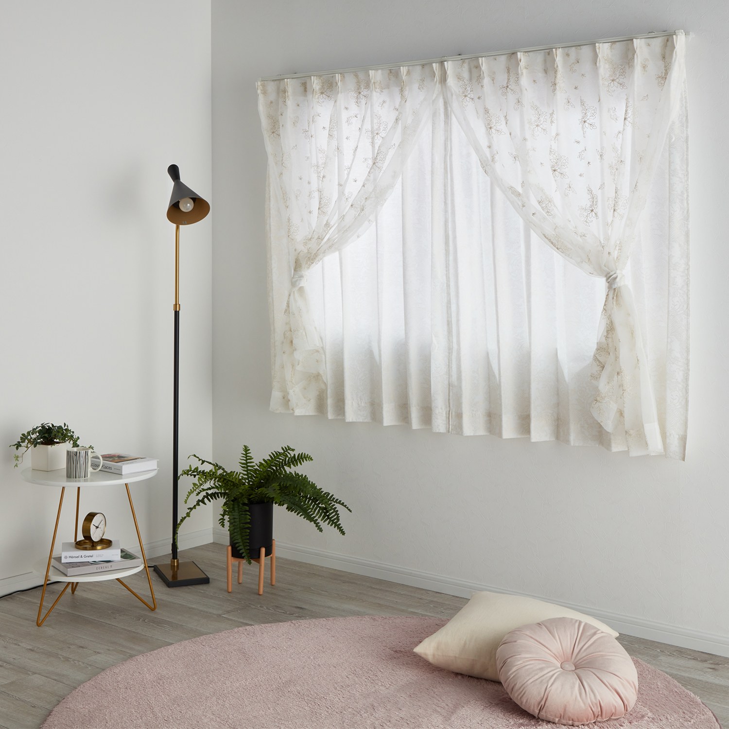 100×133cm＞ドレッシー UVカット箔プリント生地 ＆刺しゅう