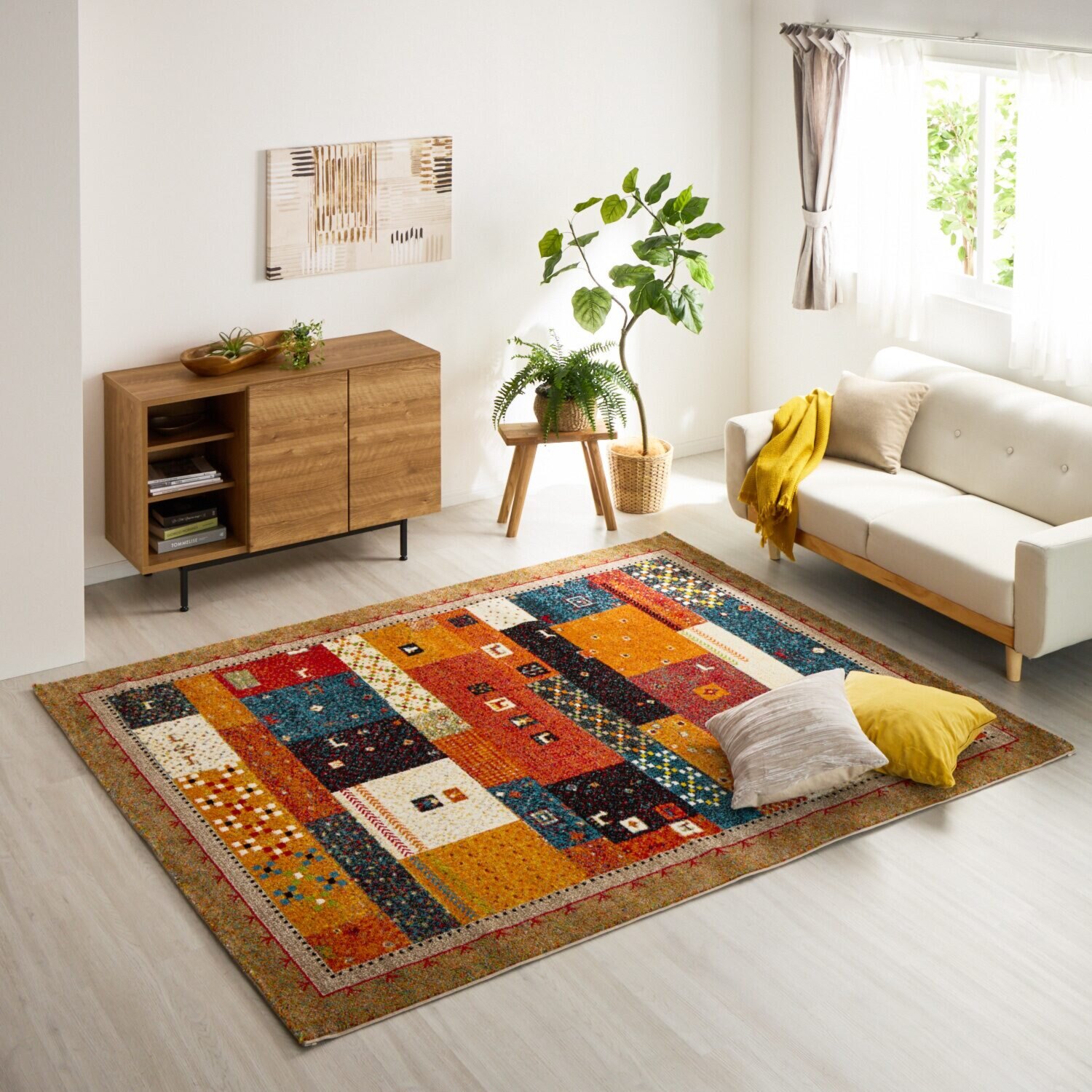 トルコ製 ウィルトン織 ギャベ柄 カーペット ノマドタイル ＜200