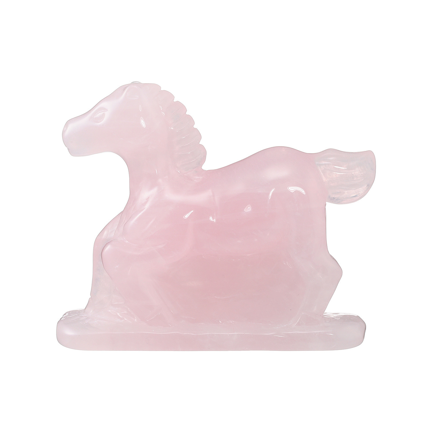 幸石堂 福禄寿の天然石 ローズクォーツ 桃色麗走馬置物 〜幸運