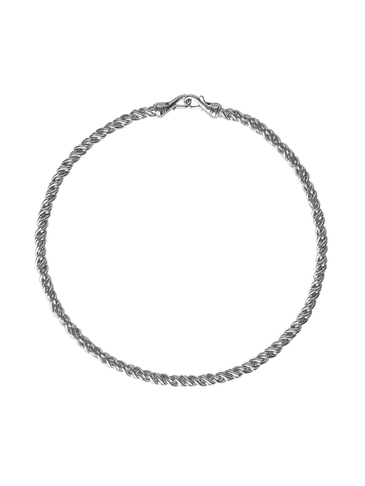 TORSION CHAIN NECKLACE WITH LAB DIAMOND ACCENT, STERLING SILVER