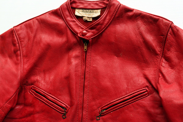 60s BATESベイツ シングルライダース レザージャケット 赤 40