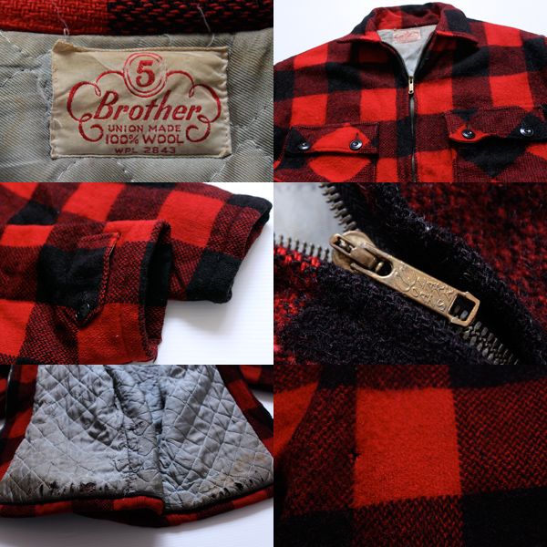 50s 5 Brotherファイブブラザー ウールジャケット 赤×黒 - Sixpacjoe