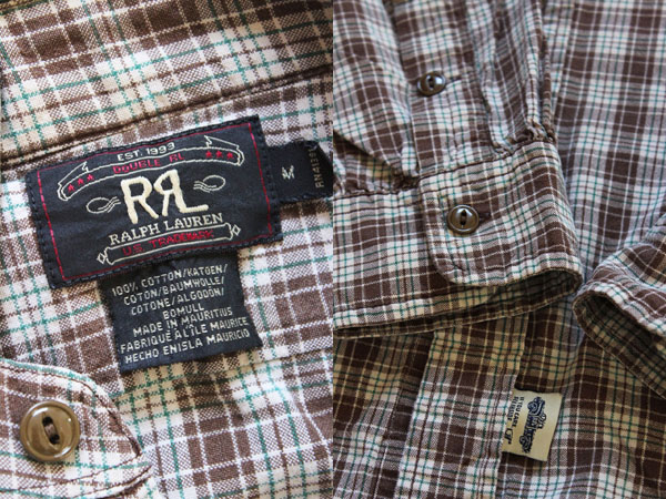 90s RRL ダブルアールエル ラルフローレン チェック コットンシャツ M