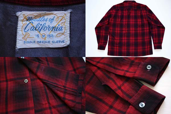 50s needles of California オンブレチェック ウール オープンカラー