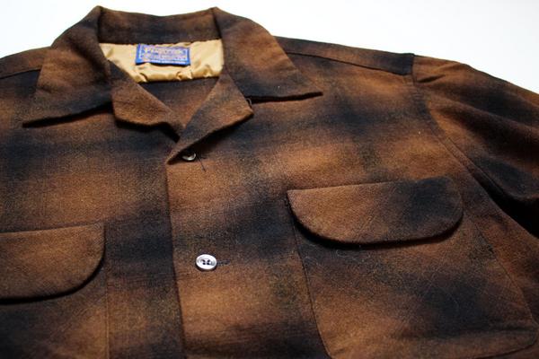 60s PENDLETONペンドルトン オンブレチェック オープンカラー ウール