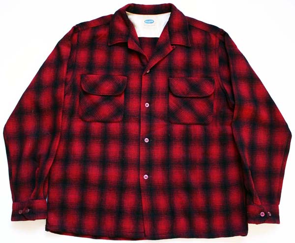 50s SEARS PILGRIMピルグリム オンブレチェック ウール オープンカラー