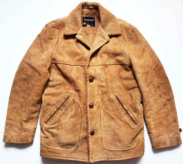 70s TOWNCRAFT Penneys ボアライナー スエードレザー ランチコート 36