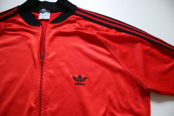 80s USA製 adidasアディダス ATP ジャージ ツートン 赤×黒 L☆トラック