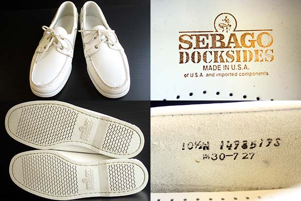 USA製 SEBAGOセバゴ レザー モカシン デッキシューズ 白 10.5W